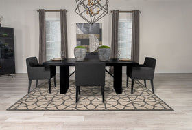 Catherine Double Pedestal Dining Table Set Charcoal Grey and Black