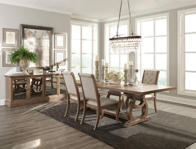 Brockway 5-Piece Rectangular Trestle Dining Set Barley Brown