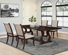 Brockway 5-Piece Rectangular Trestle Dining Set Antique Java