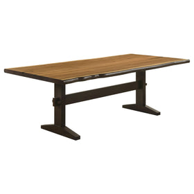 Bexley Live Edge Trestle Dining Table Natural Honey and Espresso