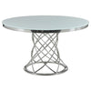 Irene Round Glass Top Dining Table White and Chrome image