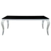 Carone Rectangular Glass Top Dining Table Black and Chrome image