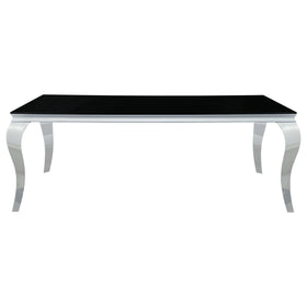 Carone Rectangular Glass Top Dining Table Black and Chrome