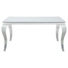 Carone Rectangular Glass Top Dining Table White and Chrome image