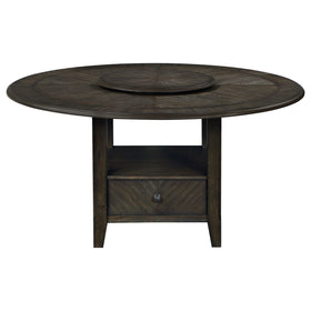 Twyla Round Dining Table with Removable Lazy Susan Dark Cocoa