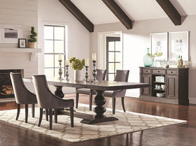 Phelps 5-Piece Rectangular Trestle Dining Set Antique Noir and Grey