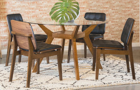 Paxton Round Glass Top 5-piece Dining Set Nutmeg