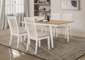 Anwar Rectangular Dining Table Set Natural Acacia and Off White