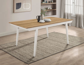 Anwar Rectangular Wood Dining Table Natural Acacia and Off White