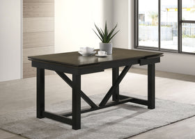 Malia Rectangular Dining Table with Refractory Extension Leaf Black