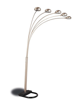 Kayd 5-light Floor Lamp with Curvy Dome Shades Chrome and Black