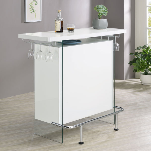 Acosta Rectangular Bar Unit with Footrest and Glass Side Panels