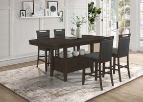 Prentiss 5-piece Rectangular Counter Height Dining Set with Butterfly Leaf Cappuccino