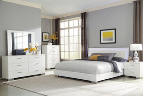 Felicity 6-piece Eastern King Bedroom Set with LED Headboard Glossy White