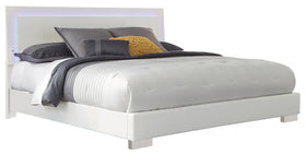 Felicity California King Panel Bed with LED Lighting Glossy White