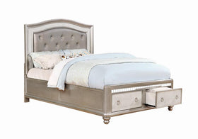 Bling Game 5-Piece Storage Bedroom Set Metallic Platinum King