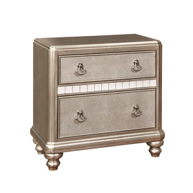 Bling Game 2-drawer Nightstand Metallic Platinum