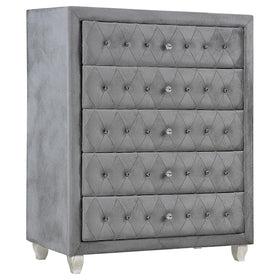 Deanna 5-drawer Rectangular Chest Grey