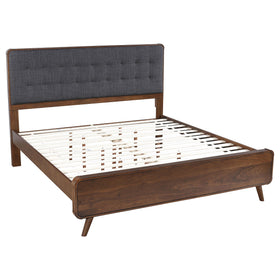 Robyn Eastern King Bed with Upholstered Headboard Dark Walnut