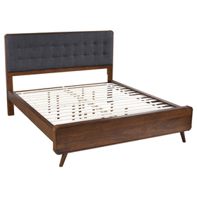 Robyn California King Bed with Upholstered Headboard Dark Walnut