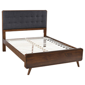 Robyn Queen Bed with Upholstered Headboard Dark Walnut