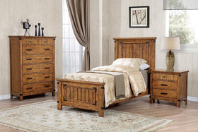 Brenner 5-Piece Panel Bedroom Set Rustic Honey Twin