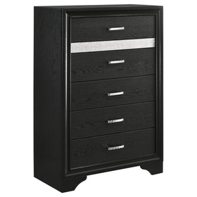 Miranda 5-drawer Chest Black and Rhinestone