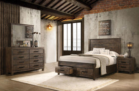 Woodmont California King Storage Bedroom Set Rustic Golden Brown