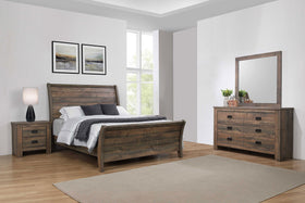 Frederick 4-piece Eastern King Panel Bedroom Set Weathered Oak