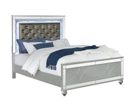 Gunnison California King, E.King, & Queen Panel Bed with LED Lighting Silver Metallic