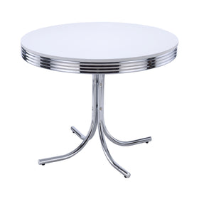 Retro Round Dining Table Glossy White and Chrome