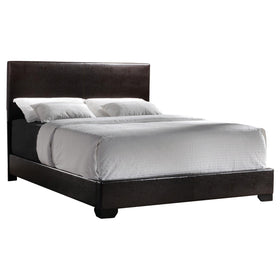 Conner Queen Upholstered Panel Bed Black and Dark Brown