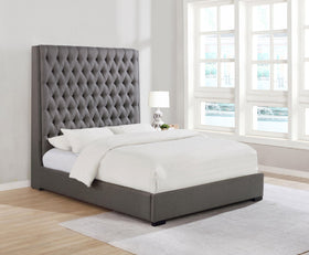 Camille Tall Tufted Eastern King Bed Grey