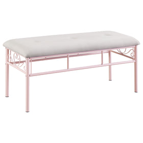 Massi Tufted Upholstered Bench Powder Pink