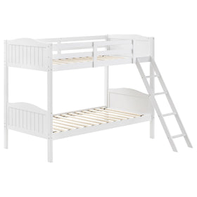 Arlo Twin Over Twin Bunk Bed with Ladder White