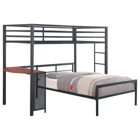 Fisher 2-piece Metal Workstation Loft Bed Set Gunmetal