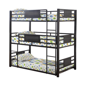 Rogen Twin Triple Bunk Bed Dark Bronze