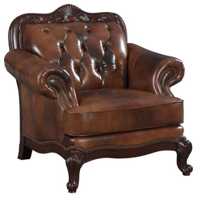 Victoria Rolled Arm Chair Tri-tone and Brown