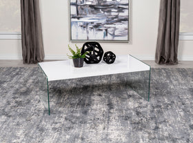 Opal Rectangular Coffee Table With Clear Glass Legs White High Gloss