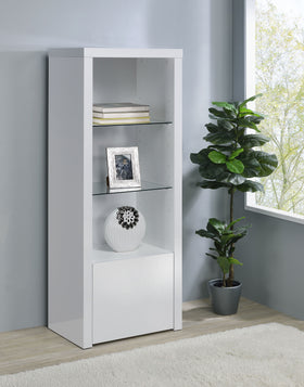 Jude 3-shelf Media Tower With Storage Cabinet White High Gloss