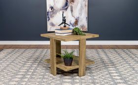 Dawn Square Engineered Wood End Table With Shelf Mango