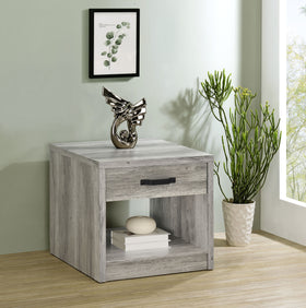 Felix 1-drawer Square Engineered Wood End Table Grey Driftwood