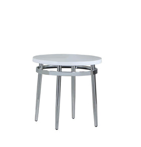 Avilla Round End Table White and Chrome