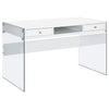 Dobrev 2-drawer Writing Desk Glossy White and Clear image