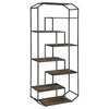 Leland 6-shelf Bookcase Rustic Brown and Dark Grey image