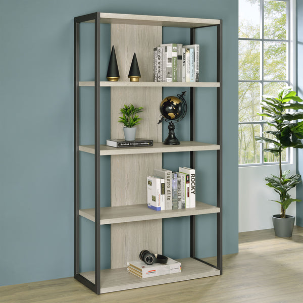 Loomis 4-shelf Bookcase Whitewashed Grey image