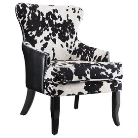 Trea Cowhide Print Accent Chair Black and White