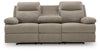 Side-Swipe Reclining Sofa with Drop Down Table