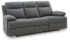 Side-Swipe Reclining Sofa with Drop Down Table