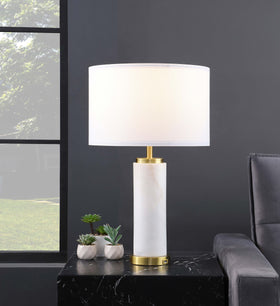 Lucius Drum Shade Bedside Table Lamp White and Gold